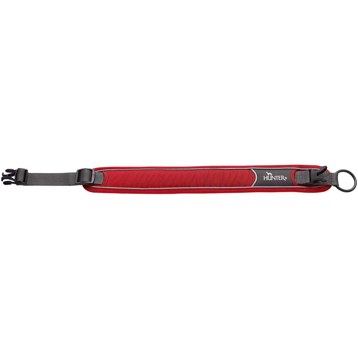 Hunter Halsbånd Divo L Rød/Grå - justerbart hundehalsbånd (45-55 cm, B 4,5 cm)
